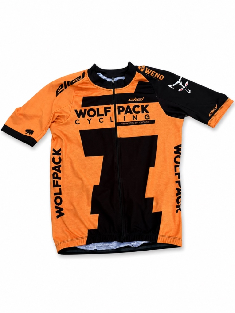 Eliel Wolf Pack Cycling Jersey Men's XL Orange Full Zip USA